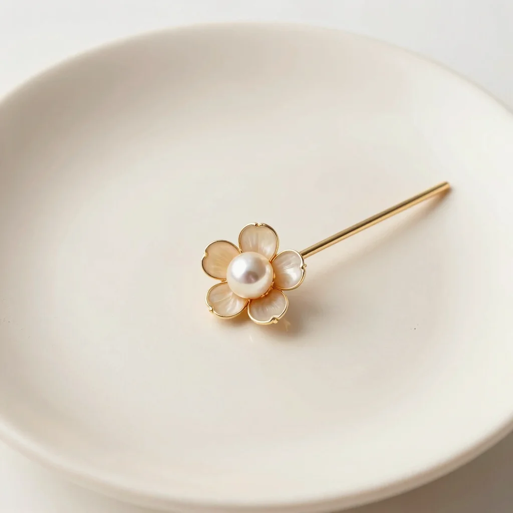 Floral Pearl Wire Hairpin